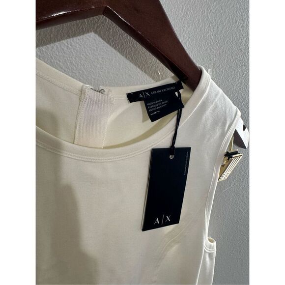NWT Armani Exchange Women’s White Sleeveless Dress Size Medium Sleeveless Zipper - Picture 4 of 10